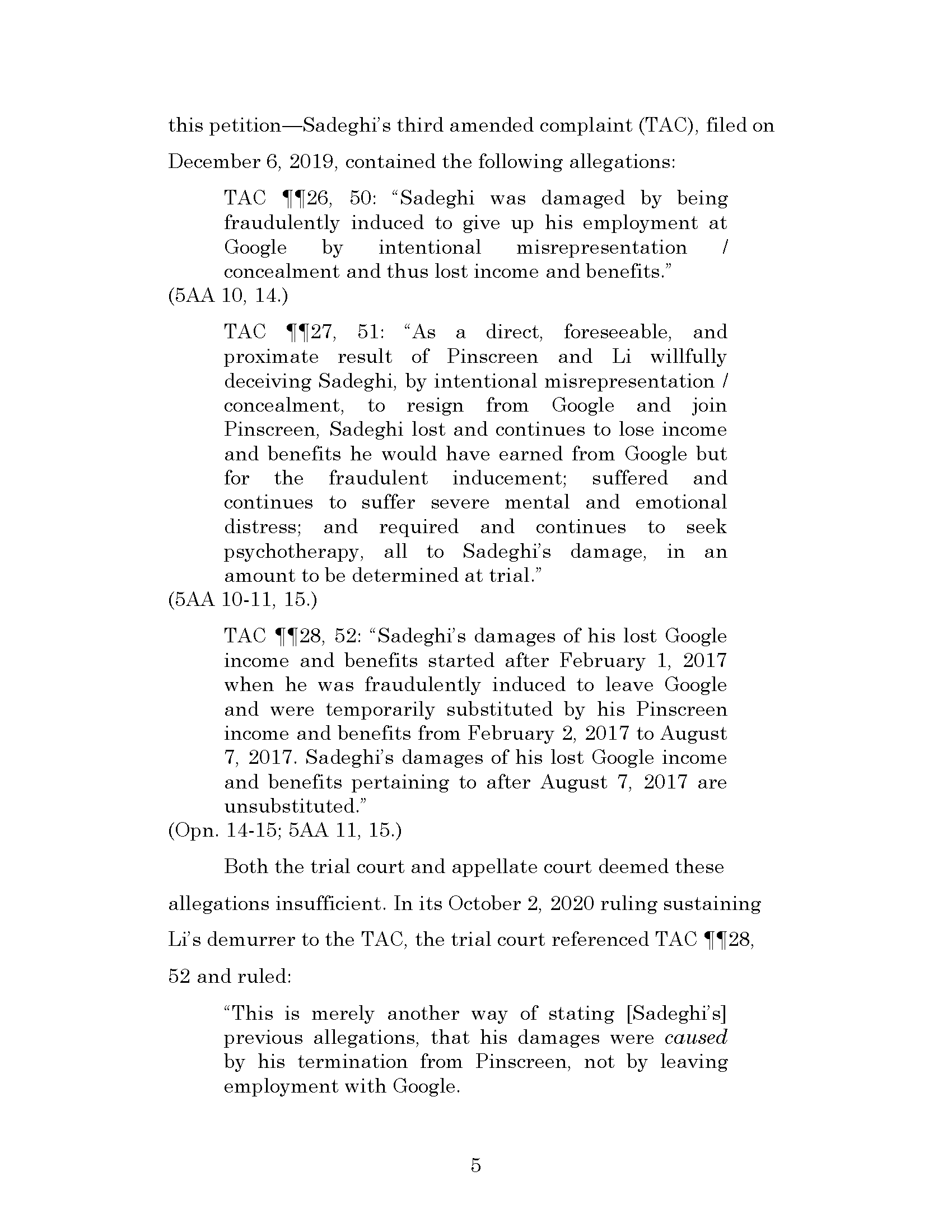Dr. Iman Sadeghi v. Dr. Hao Li - Petition For Review Page 8