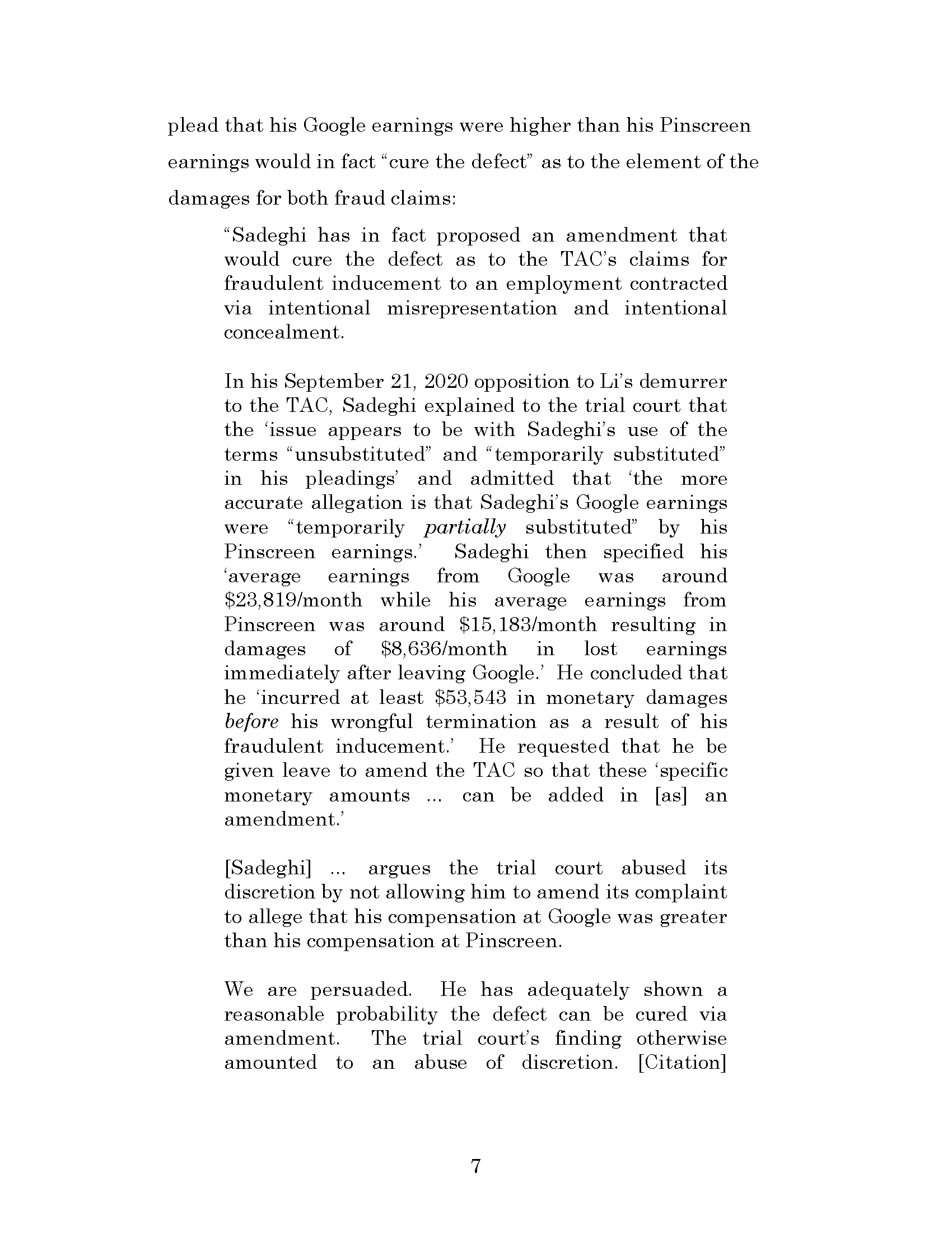 Dr. Iman Sadeghi v. Dr. Hao Li - Petition For Review Page 10