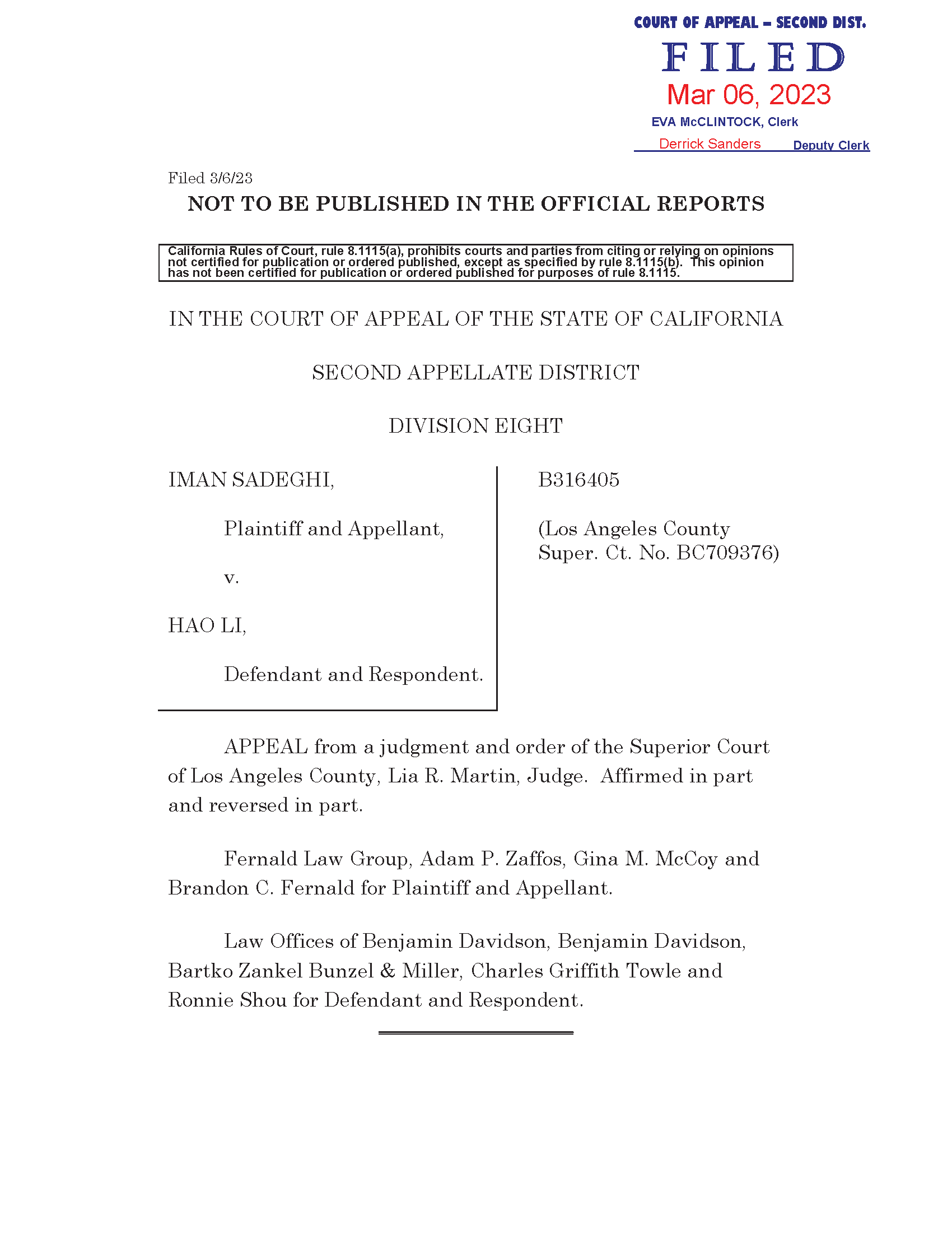 Dr. Iman Sadeghi v. Dr. Hao Li - Petition For Review Page 23